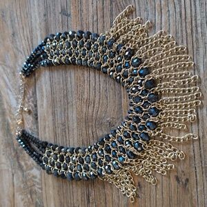 Necklace Collar necklace black and gold never worn jewelry LOT#138